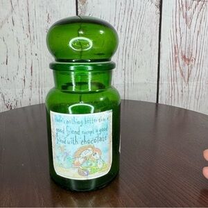 A rare Vintage 80s Find Cute Green Apothecary Jar Made in Belgium